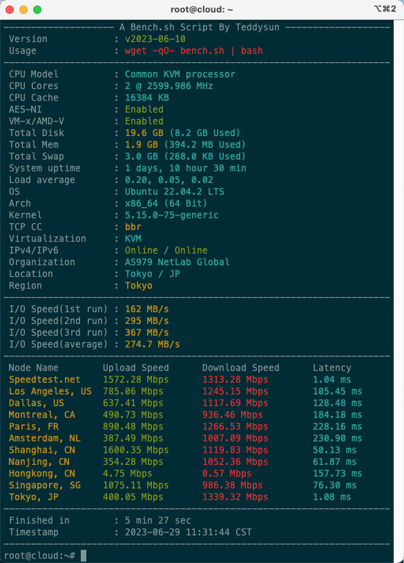 图片[2] - HostYun：日本东京VPS/1GB内存/10G硬盘/CMI,iij,软银,NTT 混合线路/1G带宽/500GB流量 仅18元/月 - EVLIT