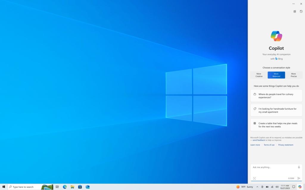 图片[1] - Microsoft Copilot AI 即将登陆 Windows 10 - EVLIT